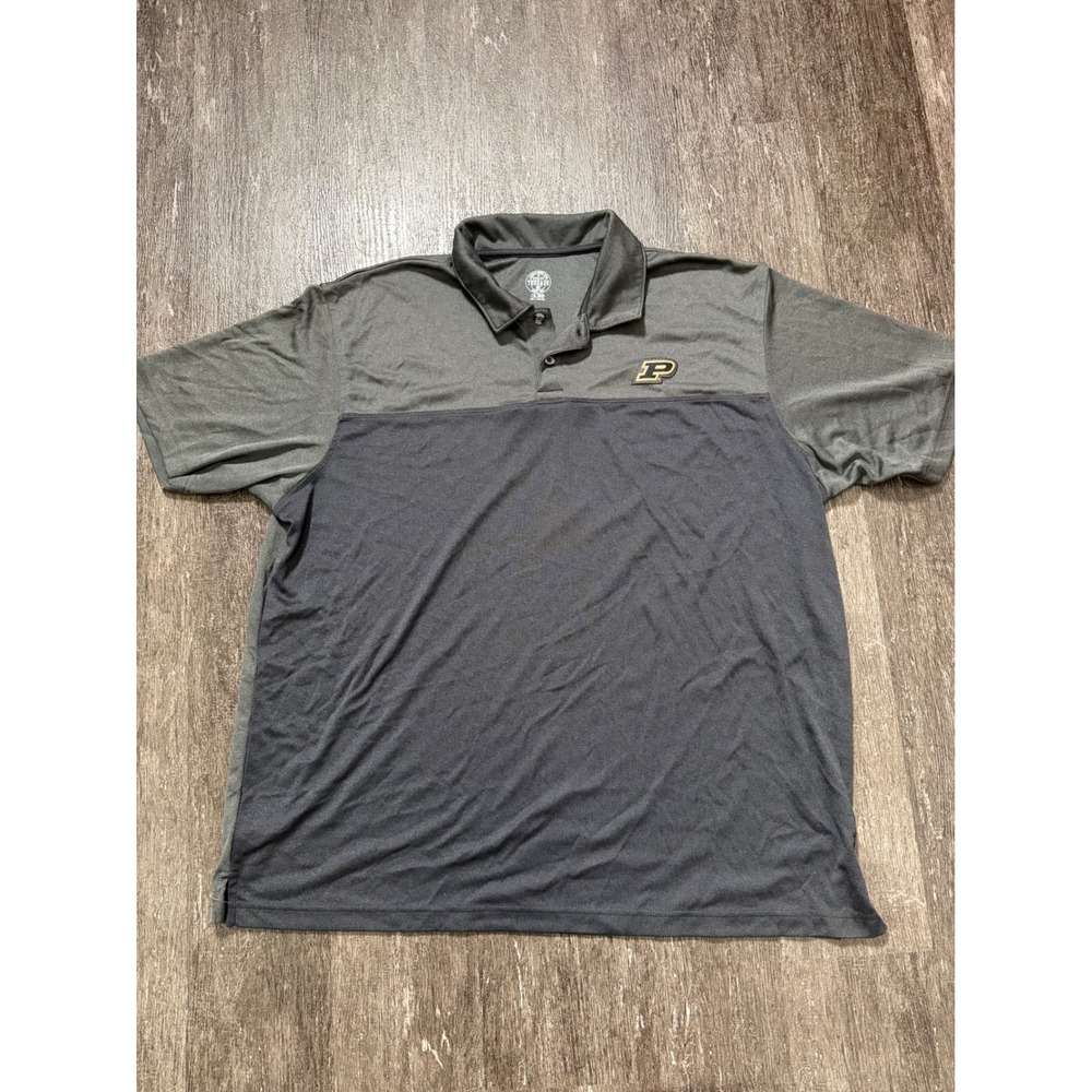 Rivalry Threads Polo Men 2XL Grey Purdue Boilermakers NCAA Colorblock Golf Shirt